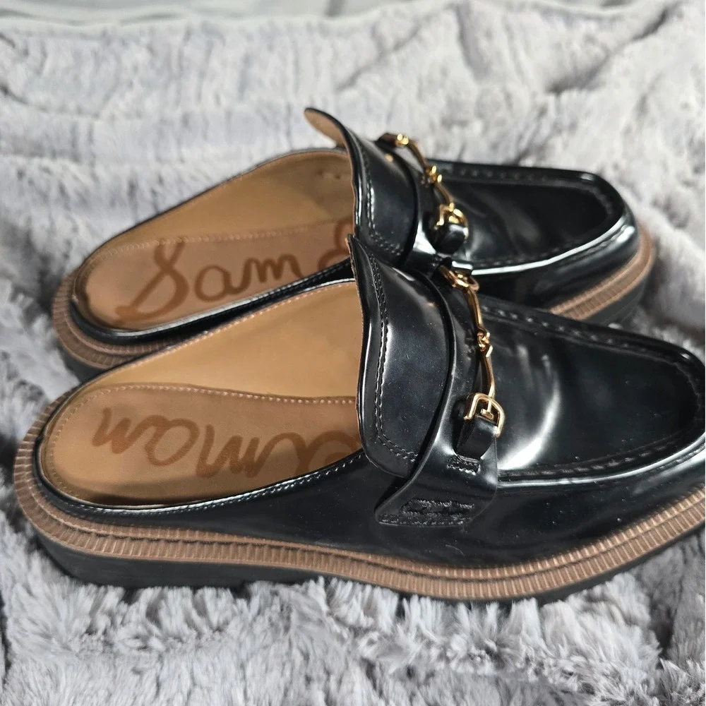 Sam Edelman Black Mules with Gold Accent - Picture 3 of 5